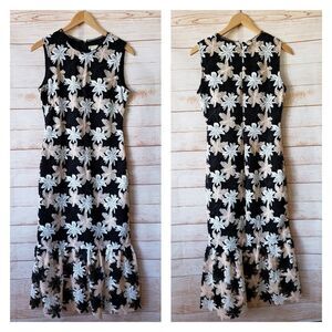 Shoshanna Floral Lace Sleeveless Ruffle Hem Lined Maxi Dress